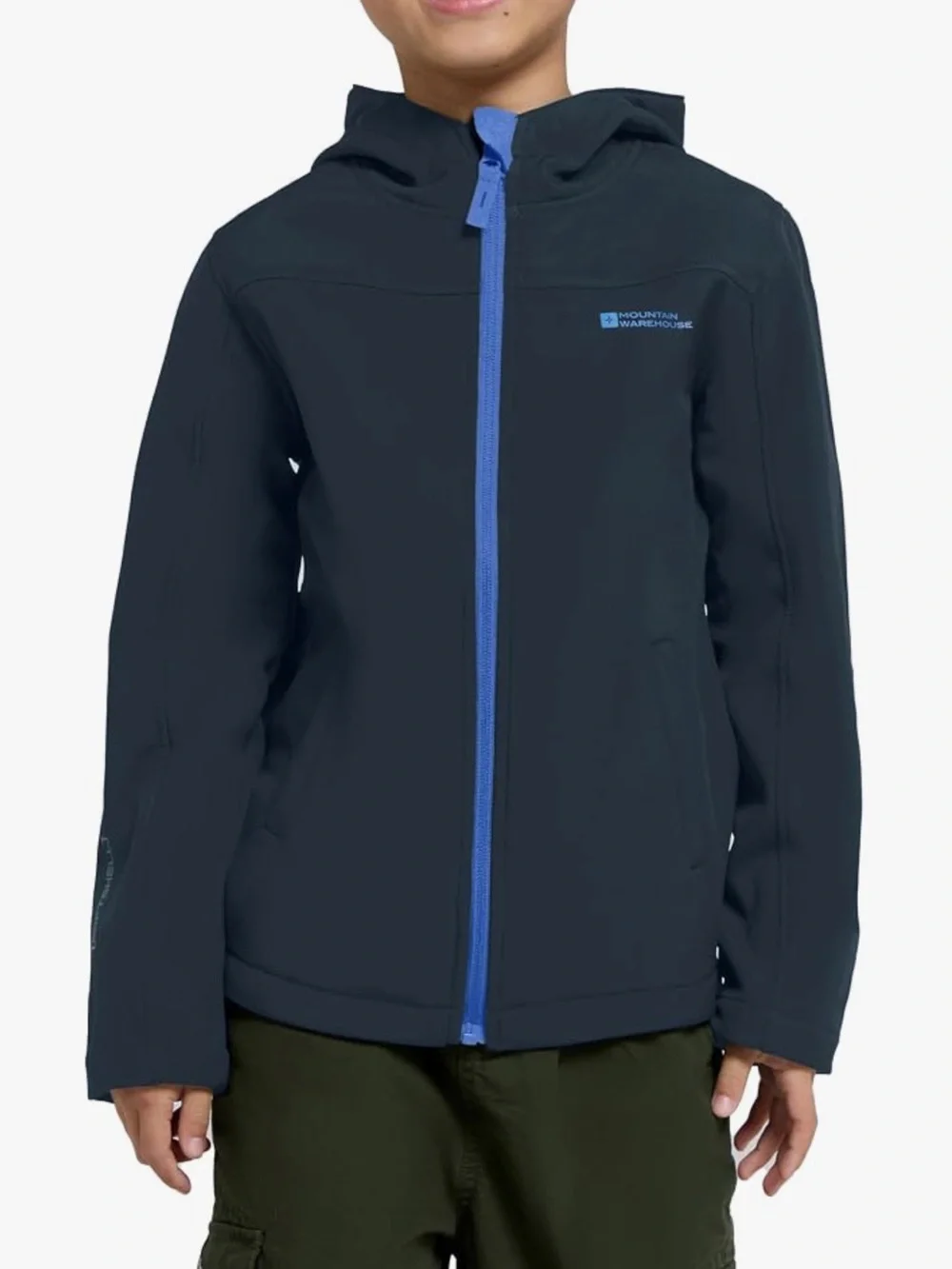 EEUC Mountain Warehouse Kids Navy Exodus Softshell Fleece Lined Hooded Jacket
